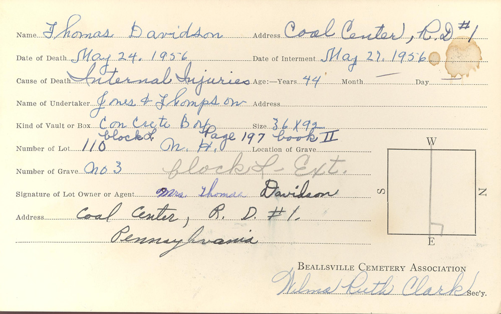 burial card